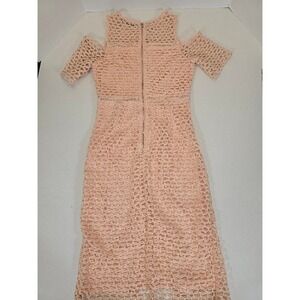 INA Cold Shoulder Lace Sheath Dress, Pink Peach, Special Occasion Party S